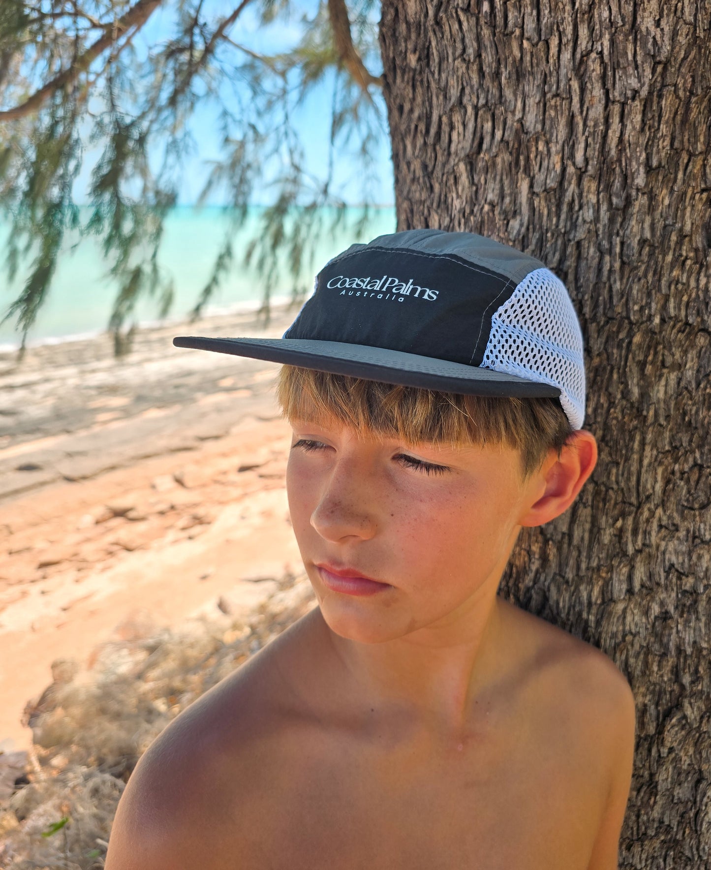 Black & Grey 5 Panel Cap